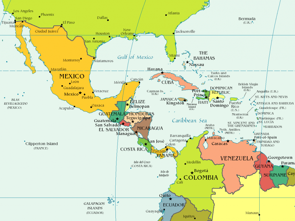 Mapa De America Central Y Sur