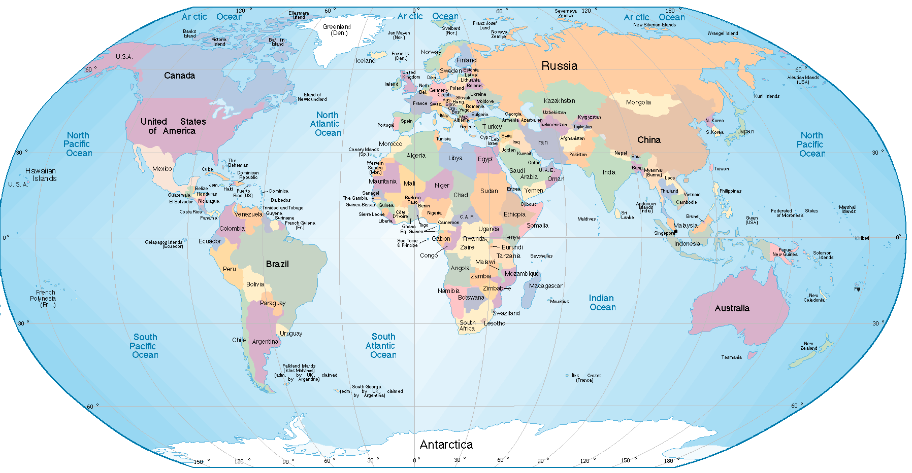 Carte des pays du monde page 3