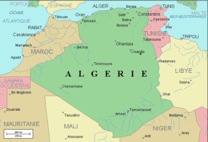 Carte de l'Algérie, commentée. FMES