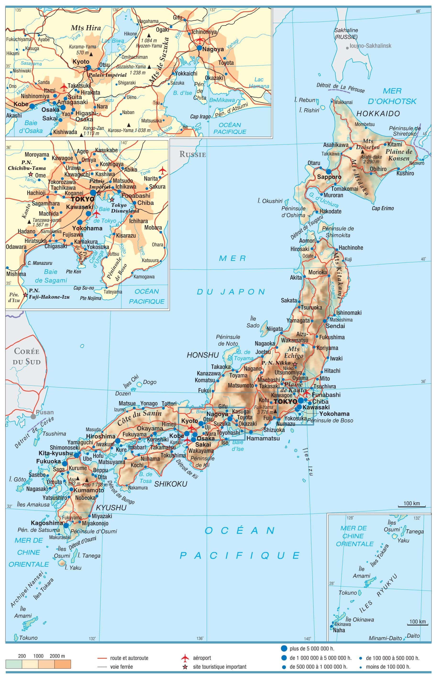 carte du japon avec les villes et régions page 2