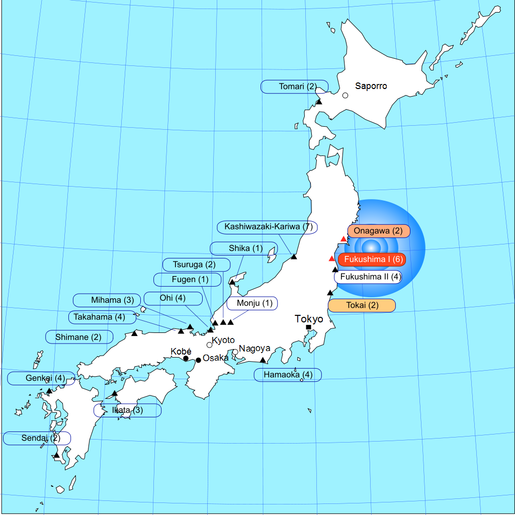 Les réacteurs nucléaires du Japon