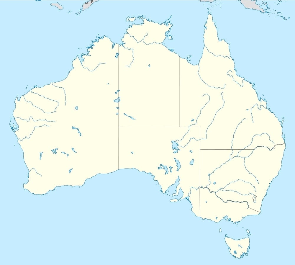 Carte Australie vierge régions, Carte vierge des régions de l'Australie