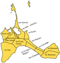 Carte Formentera division administrative