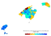 Carte Baléares augmentation population