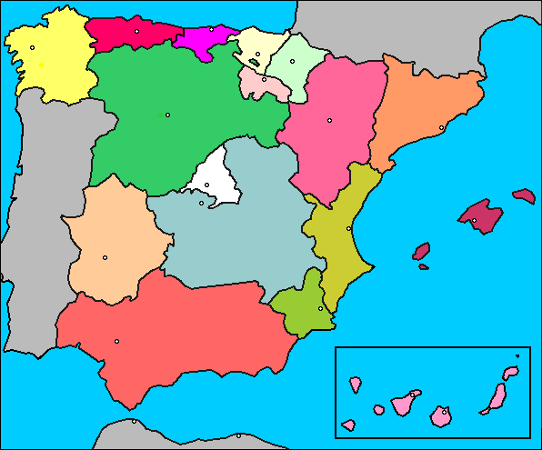 Carte vierge de l'Espagne de la Plaine de la carte de l'Espagne (Europe du  Sud - Europe)