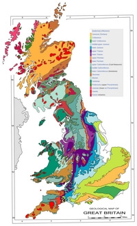 carte Grande Bretagne géologique