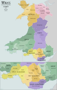 carte pays de Galles région