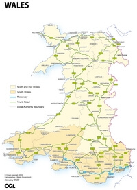 carte pays de Galles route