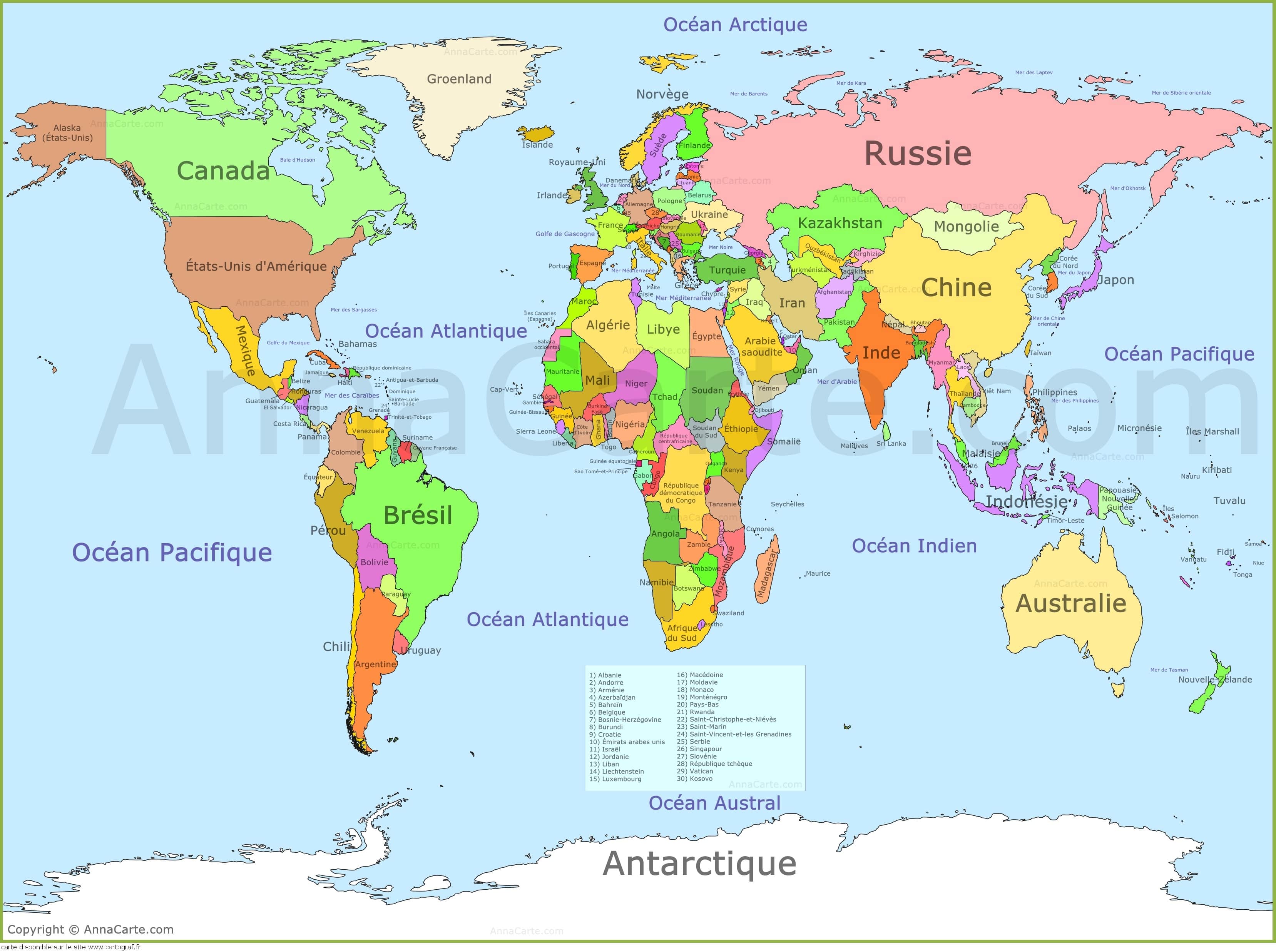 Carte du monde avec le nom des pays : page 6