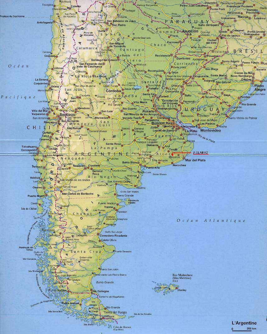 Les pays : Carte de l'Argentine : page 3