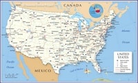 Carte États-Unis ville États