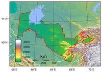 Carte relief Ouzbékistan