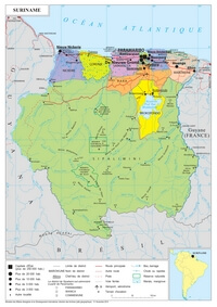 carte Suriname région ville