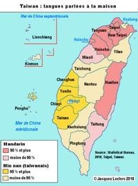 carte Taïwan linguistique langues