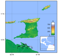 Carte Trinité-et-Tobago relief altitude