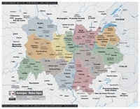 Carte Auvergne-Rhône-Alpes villes rivières