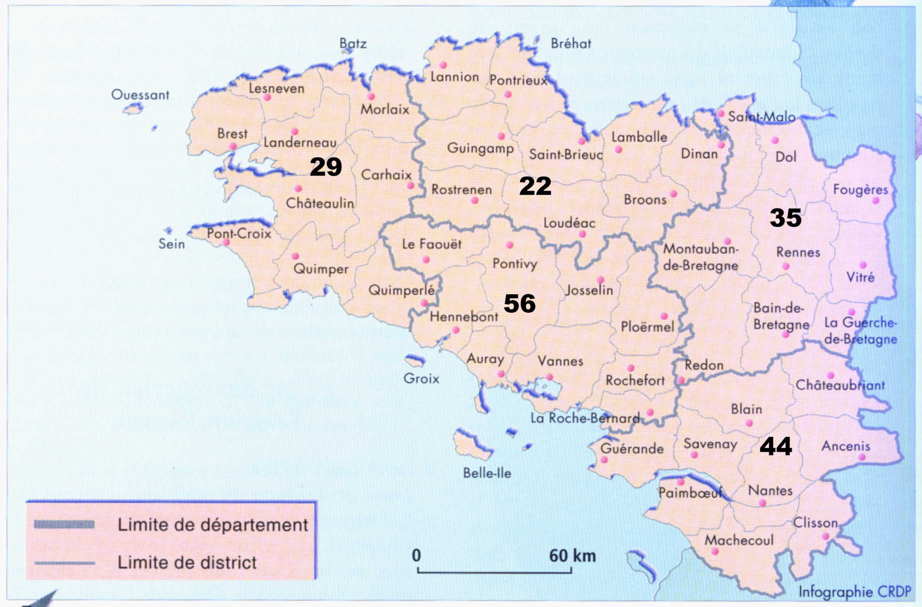 carte bretagne avec departement Cartograf.fr : Régions France : La Bretagne   Version mobile