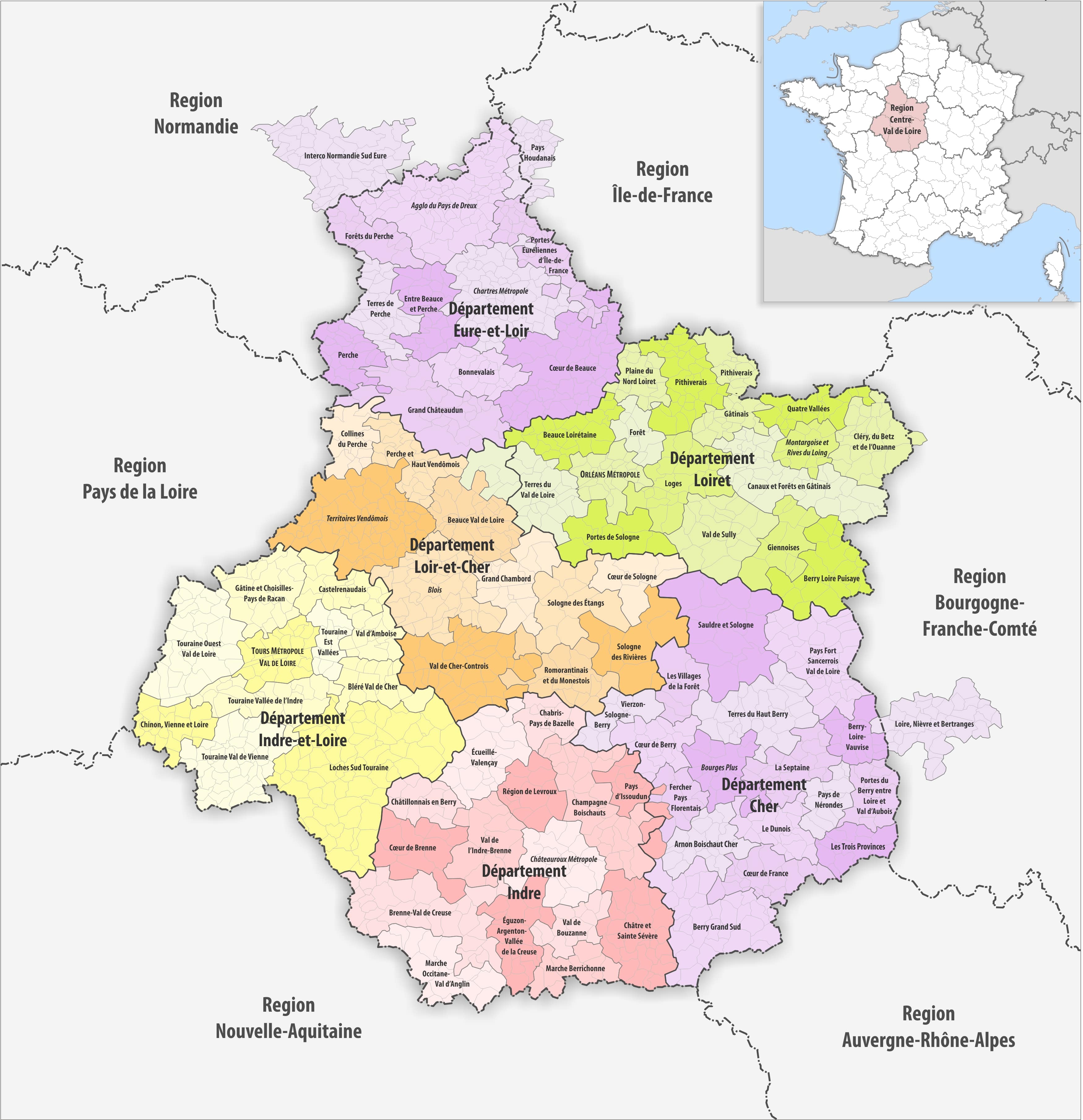 Région de France : Carte du Centre-Val de Loire