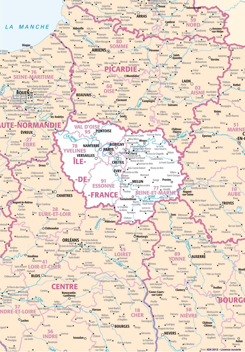 carte de ile de france avec departement Cartograf.fr : Carte de l'île de France