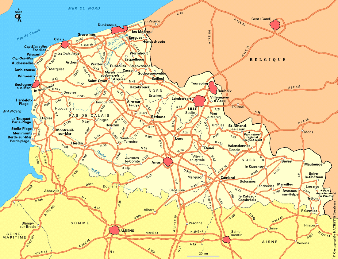 carte routiere du nord pas de calais Cartograf.fr : Les régions de France : Le Nord Pas de Calais
