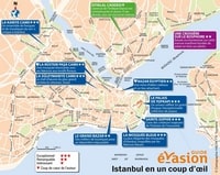 carte Istanbul lieux intéressants à visiter pour les touristes