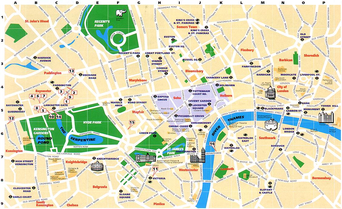 Carte de Londres la capitale du Royaume-Uni