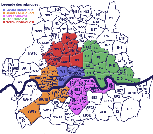 Carte de Londres avec les quartiers : page 2
